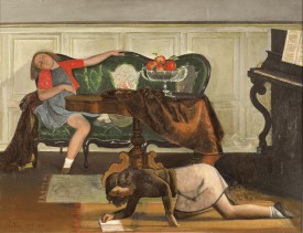Balthus, The Salon I, 1941-43. Oil on canvas, 44.5 x 57.75 inches. Minneapolis Institute of Arts, The John R. Van Derlip Fund and William Hood Dunwoody Fund © Balthus