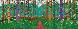 David Hockney, The Arrival of Spring in Woldgate, East Yorkshire in 2011 (Twenty Eleven). Oil on canvas, 144 x 384 inches. © 2013 David Hockney. Photo Jonathan Wilkinson.