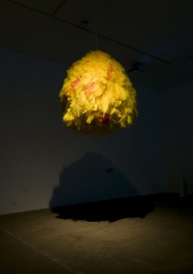 Hrafnhildur Arnardottír (a.k.a. Shoplifter), Sun, 2013. Synthetic hair and mixed media