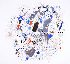 Paul Glabicki, RELATIVITY # 3, 2012. Graphite pencil, Prismacolor pencil, ink acrylic on paper, 31-1/2 x 34-1/2 inches. Courtesy of the artist and Kim Foster Gallery