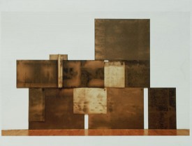 Dorothea Rockburne, Scalar,1971. Chipboard, crude oil, paper and nails, 80 x 114-1/2 inches. The Museum of Modern Art, New York © 2014 Dorothea Rockburne / Artists Rights Society (ARS), New York