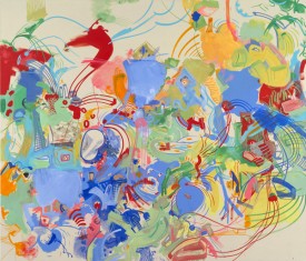 Sue Williams, Ministry of Hate, 2013, oil and acrylic on canvas, 72 x 84 inches. Courtesy of 303 Gallery, New York.