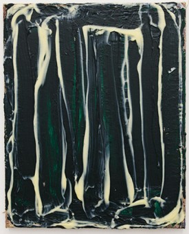 Robert Janitz, The Impeccable Erection of Plants, 2014. Oil, wax, and flour on linen, 24 x 20 inches. Courtesy of the artist and Team (gallery, inc.)