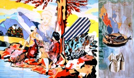 David Salle, The Emperor, 2000. Oil and acrylic on canvas and linen. 84 x 147 inches.© David Salle and VAGA, NY