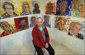 Jon Imber in his studio, still from"Jon Imber's Left Hand" (2014: Dir: Richard Kane)