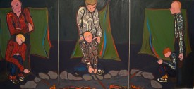 Jan Wurm, Nocturne: Camping, 2012. Triptych, oil on canvas, 48 x 108 inches. Courtesy of the Artist