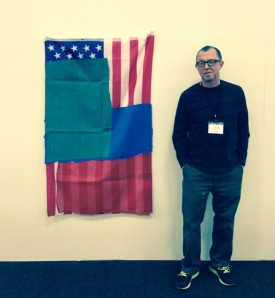 Untitled (US flag), 2011. Cotton and gauze on nylon flag, 59 x 35 1/4 inches. Photo: David Cohen