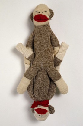 Mike Kelley, Estral Star #3, 1989. Tied, found stuffed cloth animals, 23 x 10 1/2 x 5 inches. Courtesy of the Mike Kelley Foundation for the Arts.