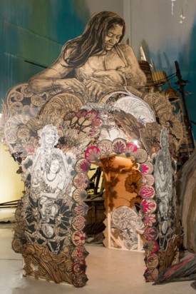 Installation view, "Swoon: Submerged Motherlands," 2014, the Brooklyn Museum. Courtesy of the artist and the Brooklyn Museum.