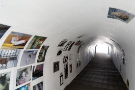 Erik van Lieshout, The Basement, 2014. Mixed media installation: HD, color, sound, TRT: 17:19 minutes. Courtesy Annet Gelink Gallery, Amsterdam, Netherlands. Commissioned by “MANIFESTA 10” St. Petersburg. With the financial support from the Mondriaan Fund, The Netherlands Film Fund, Outset Netherlands, and Wilhelmina E. Jansen Fund. Installation view, “MANIFESTA 10,” General Staff Building, State Hermitage Museum.