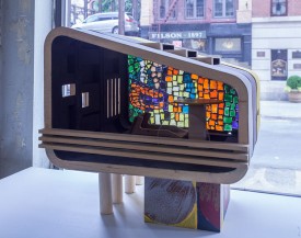 Ohad Meromi, House of Culture, 2010. Glass, concrete, mixed media, 15 1/4 x 14 1/2 inches. Courtesy of the artist and Nathalie Karg Gallery.