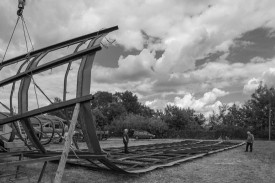 Production view, 'Monika Sosnowska: Tower', Hauser & Wirth New York, 18th Street, 2014. Courtesy the artist and Hauser & Wirth. Photograph by Juliusz Sokolowski.