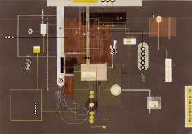 Chocolate Utopian Underground City with Yellow Inner Structure Station with Square Grid under Construction Safety Chrysalis and Abandon Square Habitat with White Expulsion Area and Central White Mine Tunnel Transportation Center, 2003. Ink, watercolor, pencil, colored pencil, felt-tip pen, synthetic polymer paint, and gouache on colored paper, 54½ x 78 inches. The Museum of Modern Art, New York. The Judith Rothschild Foundation Contemporary Drawings Collection Gift