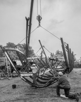 Production view, 'Monika Sosnowska: Tower', Hauser & Wirth New York, 18th Street, 2014. Courtesy the artist and Hauser & Wirth. Photograph by Juliusz Sokolowski.
