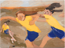 Jane Corrigan, Three GIrls in a Field, 2014. Oil on linen, 27 x 36-1/2 inches. Courtesy of Kerry Schuss (KS Art)