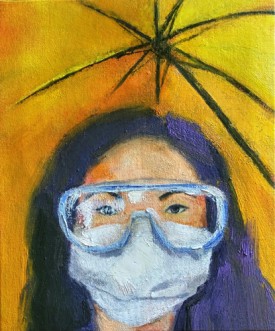 Jessica Cheung, Self Portrait, from the Umbrella Revolution series, 2014, unfinished.