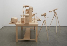 Roxy Paine, Scrutiny, 2014. Maple, approx. 70 x 130 inches. Courtesy of Marianne Boesky Gallery