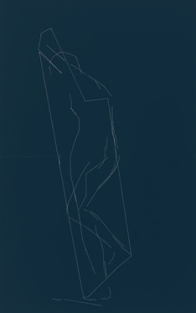 Kate Shepherd, Poser.Kate.carrying02.pz3new2C.s9 (second string), 2014. Oil and enamel on panel, 72 x 45 inches. Courtesy of Galerie Lelong