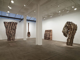 Installation shot of Ursula von Rydingsvard Permeated Shield at Galerie Lelong, New York, 2014