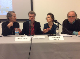 The Review Panel, October 204, left to right, Joan Waltemath, David Cohen, Marjorie Welish, Ken Johnson. Photo: Grace Markman