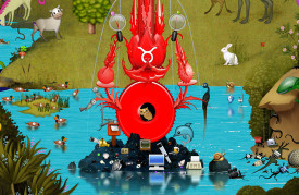 Carla Gannis, The Garden of Emoji Delights, 2014. Digital C-print, detail of left panel. Courtesy of the Artists