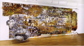 Judy Pfaff, Let Sixteen Cowboys Sing Me a Song , 2014. Mixed media, 112 x 290 x 48 inches. Courtesy of Pavel Zoubok Gallery