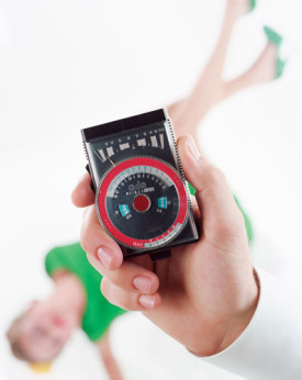 Christopher Williams; Weimar Lux CDS, VEB Feingerätewerk Weimar / Price 86.50 Mark GDR / Filmempfindlichkeitsbereich 9 bis 45 DIN und 6 bis 25000 ASA / Blendenskala 0,5 bis 45, Zeitskala 1/4000 Sekunde bis 8 Stunden, ca. 1980 / Models: Ellena Borho and Christoph Boland / November 12, 2010; 2010. Pigmented inkjet print, 24 x 20 inches. Courtesy of the artist; David Zwirner, New York/London; and Galerie Gisela Capitain, Cologne © Christopher Williams.