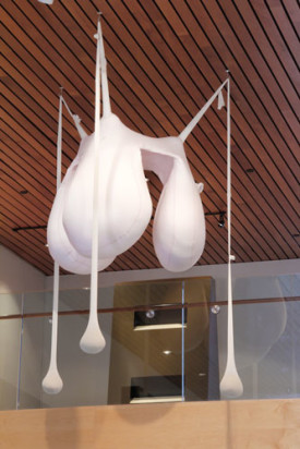 Ernesto Neto, The Body That Gravitates on Me, 2006. Installation view at The Aldrich Contemporary Art Museum), 2014. Courtesy of the artist and Tanya Bonakdar Gallery, New York. Photo: Chad Kletisch