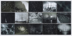 Michelle Stuart, Navigating the Stars II, 2013. 15 unique framed archival inkjet prints, approx. 26 x 56 inches overall. Courtesy of Leslie Tonkonow Artworks + Projects