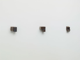 installation shot with works from the First series, 2014 by Richard Nonas. Courtesy of Fergus McCaffrey