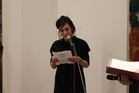 Becky Brown reading. Photo: Anna Shukeylo