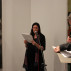 Christina Kee reading, with Raphael Rubinstein and David Cohen. Photo: Anna Shukeylo