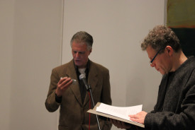 Robert C. Morgan reading, with David Cohen. Photo: Anna Shukeylo
