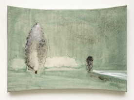 Merlin James, Two Trees and Water, 2012-13 Acrylic on canvas 16-3/4 x 23-1/2 inches. Courtesy of Sikkema, Jenkins & Co