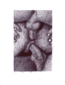 Betty Tompkins, Photo Drawing #3, 2013. Ink on digital photograph, 11 x 8 1/2 inches. Courtesy of the artist and Louis B. James.