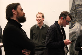 waiting to read, Roman Kalinovsky, Alexi Worth, Noah Dillon. Photo: Anna Shukeylo