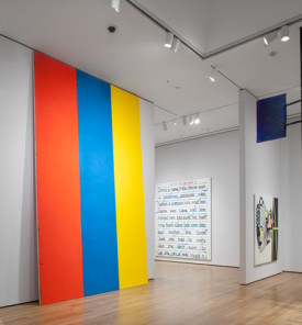 Matt Connors, Variable Foot, 2014, synthetic polymer paint on canvas 3 parts, each 18' x 44"; Overall: 216 × 132." Courtesy Herald St, London, Cherry and Martin, Los Angeles, and CANADA