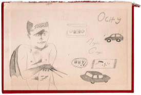 Kenny Rivero, Magic City, (Oh City My City), 2014. Graphite on Verso of Salvaged Book Cover, 9-1/2 x 6-1/2 inches. Courtesy of Shin Gallery