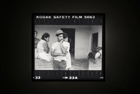 Alfredo Jaar, Shadows (detail), 2014. Lightbox with black and white transparency, 12 x 13 inches. Original photograph by Koen Wessing (1942-2011): Estelí, Nicaragua, September 1978. Courtesy of the artists and Galerie Lelong.