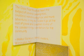 Installation view, "Smoke and Water: A Living Painting," by Greg Lindquist, 2014-15, at the Southeastern Alliance for Community Change. Courtesy of the artist.