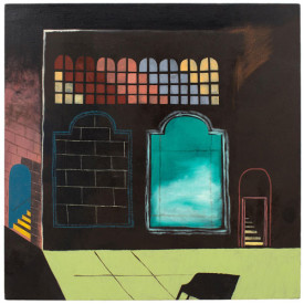 Kenny Rivero, The Church is Empty, 2014. Oil and Acrylic on Canvas, 30 x 30 inches. Courtesy of Shin Gallery