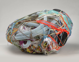 Judith Scott, Untitled, 2004. Fiber and found objects, 28 x 15 x 27 inches.The Smith-Nederpelt Collection. © Creative Growth Art Center. (Photo: © Brooklyn Museum).