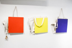 Paul Branca, Untitled, for Rodchenko, 2013. Oil on canvas tote bags, 10 x 14 inches. Photograph by Chad Kleitsch. Courtesy of the artist.