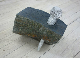 Vivienne Griffin, The Only Way Out is Through, 2015. Pewter, polyphant stone, 9.25 x 9.5 x 10.5 inches. Courtesy of the artist and Bureau, New York.