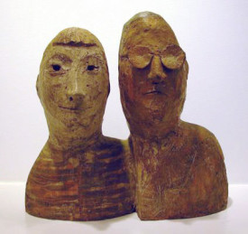 William King, Bob and Terry, c. 1954. Terra cotta, 14 x 14 3/4 x 5 5/8 inches. Courtesy of Alexandre Gallery