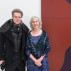 David Cohen and Suzan Frecon in front of Frecon's painting, earth takes its guidelines, 2014 at the private view of her current exhibition. Photo: Scott Rudd