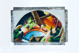 Thomas Hart Benton, Woodland Stream, Martha's Vineyard/Chilmark Landscape, 1922. Oil on metal, 4 1/2 x 7 7/8 inches. Photo courtesy of FreedmanArt.