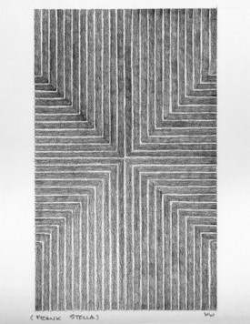 Kit White, "After" Frank Stella, "Die Fahne Hoch," 1959, 2011. Graphite on paper, 9 x 11 5/8 inches. Credit: Collection Dr. Luther W. Brady. Copyright MIT Press and Kit White.
