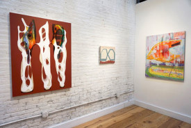 Installation shot, From Now On In at Brian Morris Gallery and Buddy Warren Inc. showing works by Carrie Moyer, Tom Burckhardt and Michael Berryhill. Courtesy of Brian Morris Gallery