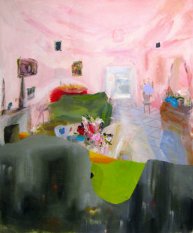 Judith Simonian, Fleshly Pink Room, 2014. Acrylic on canvas, 72 x 60-1/4 inches. Courtesy of Edward Thorp Gallery